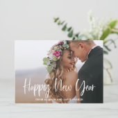 Gelukkig nieuwjaar | Moderne typografie en twee fo Feestdagenkaart (Staand voorkant)