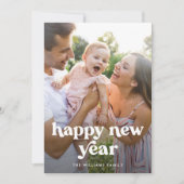 Gelukkig Nieuwjaar Moderne Typografie Foto Feestdagenkaart (Voorkant)
