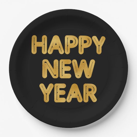 Gelukkig nieuwjaar moderne typografie papieren bordje (Voorkant)
