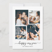 Gelukkig nieuwjaar | Moderne vier fotocollage Feestdagenkaart (Voorkant)