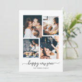 Gelukkig nieuwjaar | Moderne vier fotocollage Feestdagenkaart (Staand voorkant)