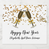 Gelukkig Nieuwjaar Mousserende Wijn Label Goud Op Sparkling Wijnetiket (Enkel label)