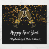 Gelukkig Nieuwjaar Mousserende Wijn Label Sparkling Wijnetiket (Enkel label)