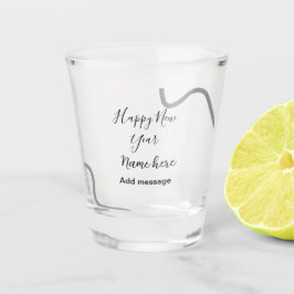 Gelukkig nieuwjaar naam bericht grijs eenvoudig va shot glas