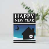 gelukkig nieuwjaar nieuwe adresaankondiging briefkaart (Staand voorkant)