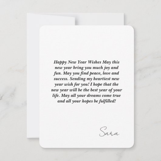 gelukkig nieuwjaar notitiekaartje (Achterkant)