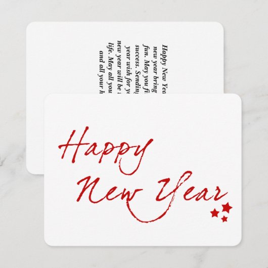 gelukkig nieuwjaar notitiekaartje (Voorkant / Achterkant)