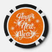 Gelukkig Nieuwjaar Oranje Waterverf Splatter Poker Chips (Achterkant)