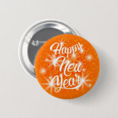 Gelukkig Nieuwjaar Oranje Waterverf Splatter Ronde Button 5,7 Cm (Voorkant /achterkant)
