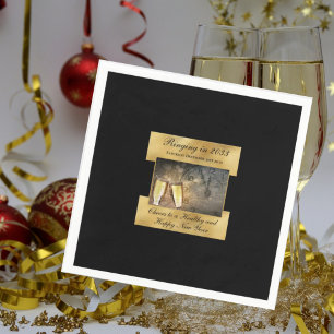 Gelukkig Nieuwjaar oud Eve Elegant Modern Black Go Servet