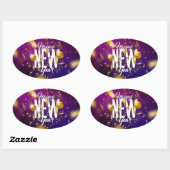 Gelukkig Nieuwjaar Ovale Sticker (Vel)