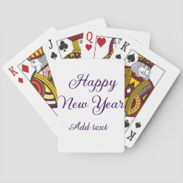 Gelukkig nieuwjaar paarse kalligrafie eenvoudig mi pokerkaarten