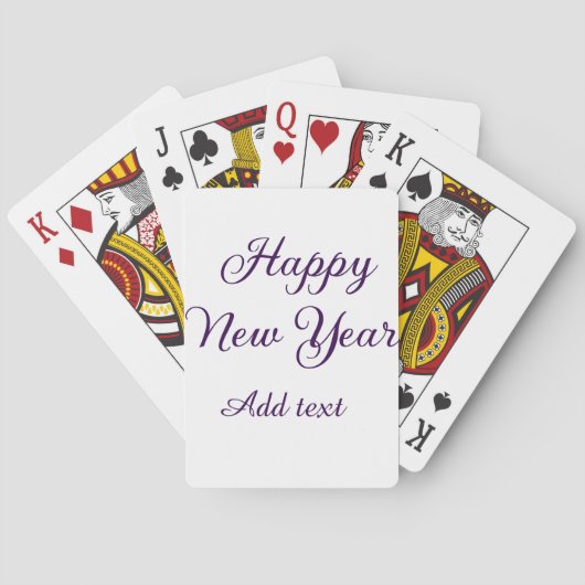 Gelukkig nieuwjaar paarse kalligrafie eenvoudig mi pokerkaarten (Achterkant)