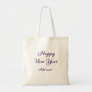 Gelukkig nieuwjaar paarse kalligrafie eenvoudig mi tote bag