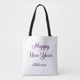 Gelukkig nieuwjaar paarse kalligrafie eenvoudig mi tote bag