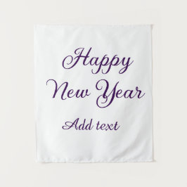 Gelukkig nieuwjaar paarse kalligrafie eenvoudig mi wandkleed