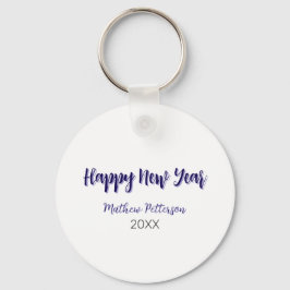 Gelukkig nieuwjaar paarse zwart voeg naam jaar een sleutelhanger