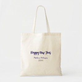 Gelukkig nieuwjaar paarse zwart voeg naam jaar een tote bag