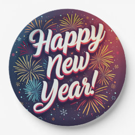 Gelukkig nieuwjaar papieren bordje