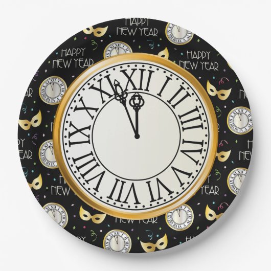 Gelukkig nieuwjaar papieren bordje (Voorkant)
