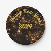 Gelukkig nieuwjaar papieren bordje (Voorkant)