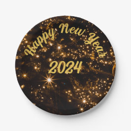 Gelukkig nieuwjaar papieren bordje