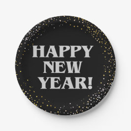Gelukkig nieuwjaar papieren bordje