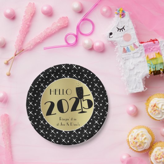 Gelukkig nieuwjaar papieren bordje (Feest)