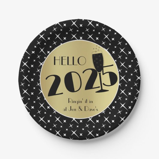 Gelukkig nieuwjaar papieren bordje (Voorkant)