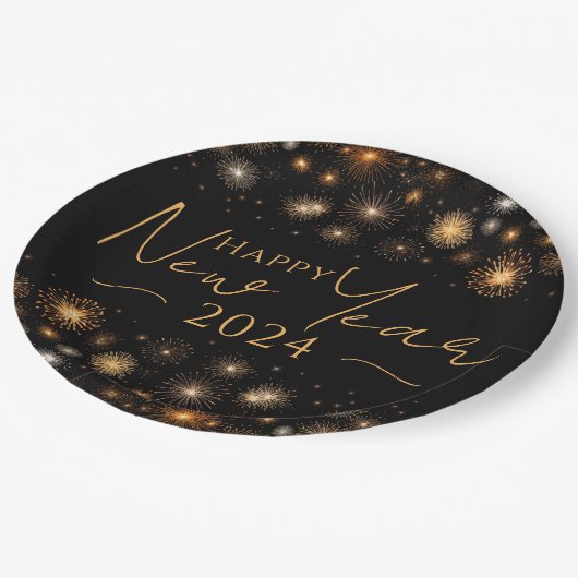 Gelukkig nieuwjaar papieren bordje (Gekanteld)