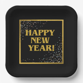 Gelukkig nieuwjaar papieren bordje