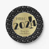 Gelukkig nieuwjaar papieren bordje (Voorkant)