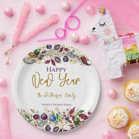 Gelukkig nieuwjaar papieren bordje (Feest)