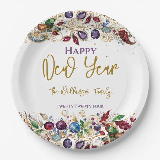 Gelukkig nieuwjaar papieren bordje (Voorkant)