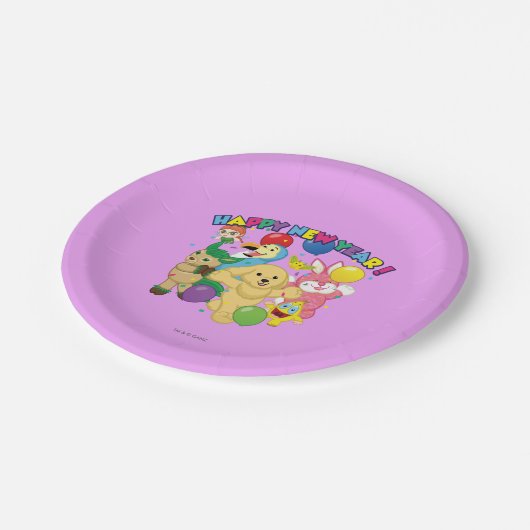 Gelukkig nieuwjaar papieren bordje (Gekanteld)