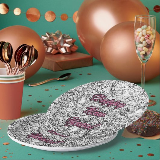 Gelukkig nieuwjaar papieren bordje (Multi)