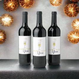 Gelukkig Nieuwjaar Party Champagne Sparkler Jaar Wijn Etiket
