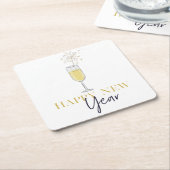 Gelukkig Nieuwjaar Party Champagne Sparkler Kartonnen Onderzetters (Schuin)