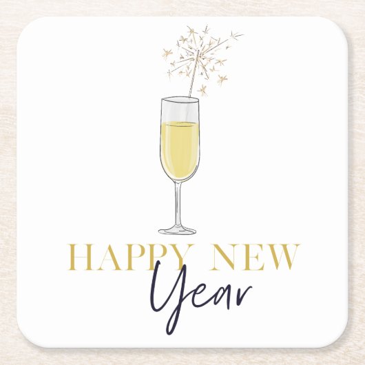 Gelukkig Nieuwjaar Party Champagne Sparkler Kartonnen Onderzetters (Voorkant)