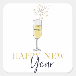 Gelukkig Nieuwjaar Party Champagne Sparkler Vierkante Sticker