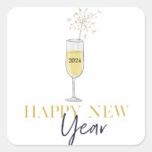 Gelukkig Nieuwjaar Party Champagne Sparkler Vierkante Sticker (Voorkant)