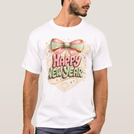 Gelukkig Nieuwjaar Pastel Boog Moo Feestelijk Vaka T-shirt