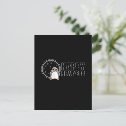 Gelukkig nieuwjaar - Penguin Briefkaart (Staand voorkant)