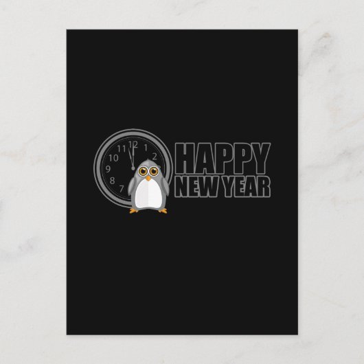 Gelukkig nieuwjaar - Penguin Briefkaart (Voorkant)