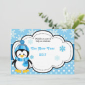 Gelukkig Nieuwjaar pinguïn 2017 Feestdagenkaart (Staand voorkant)