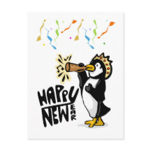Gelukkig Nieuwjaar Pinguïn Ansichtkaart