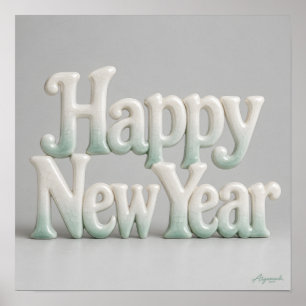 Gelukkig Nieuwjaar Porselein Lettering Print