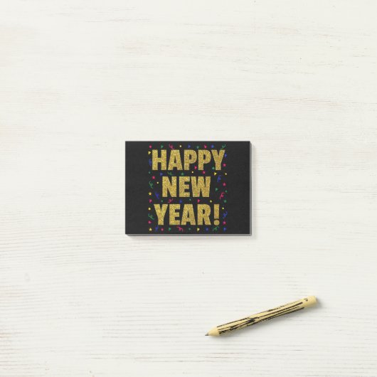 Gelukkig nieuwjaar post-it® notes (Op bureau)