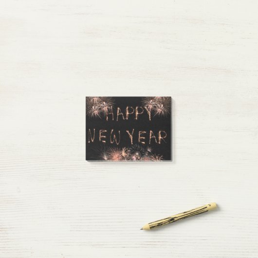 Gelukkig nieuwjaar post-it® notes (Op bureau)