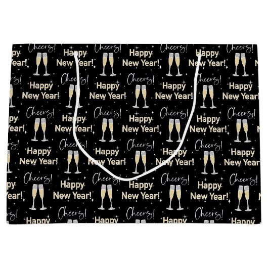 Gelukkig nieuwjaar proost champagne groot cadeauzakje (Voorkant)